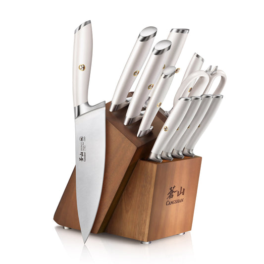 L & L1 Series 12-Piece Knife Block Set with 4 Steak Knives, Forged German Steel