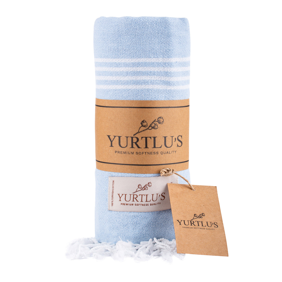 YURTLU’S Minimalist Series Premium Turkish Towel – Soft Blue