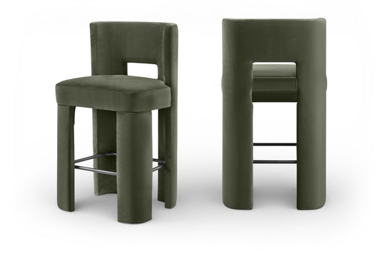 Zuno - Velvet Performance Fabric Upholstered Bar Stool (Set of 2)