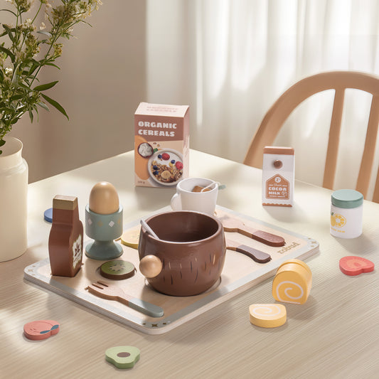 ROBUD 31-Piece Wooden Play Food Sets for Kids