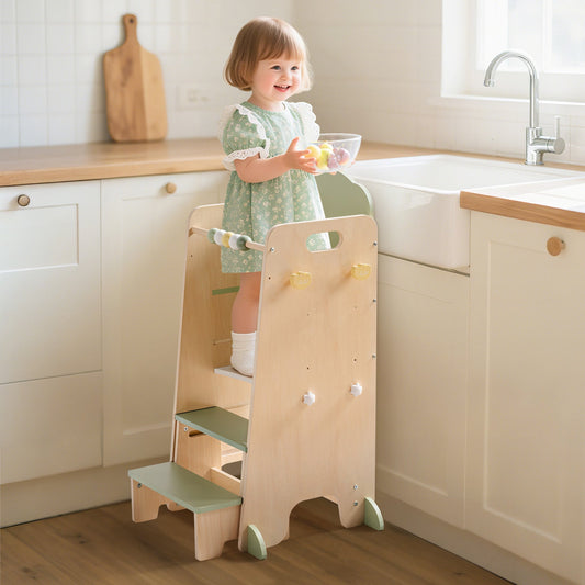 ROBUD Toddler Standing Tower with Step Stool Set