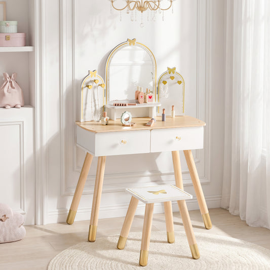 ROBUD Kids Vanity Table and Chair Set