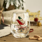 Crystal Christmas Santa's Sleigh Wine & Water Glasses - Set of 2, 17.5oz