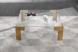 Casper Contemporary Acrylic Coffee Table with Elegant Stainless Steel Accents for Chic Living Spaces