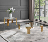 Casper Contemporary Acrylic Coffee Table with Elegant Stainless Steel Accents for Chic Living Spaces