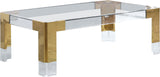 Casper Contemporary Acrylic Coffee Table with Elegant Stainless Steel Accents for Chic Living Spaces