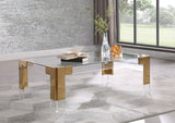 Casper Contemporary Acrylic Coffee Table with Elegant Stainless Steel Accents for Chic Living Spaces