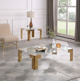 Casper Contemporary Acrylic Coffee Table with Elegant Stainless Steel Accents for Chic Living Spaces