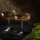 Ribbed Coupe Cocktail Glasses 8 oz | Set of 2 (Smoke Grey)