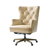 Jacinto Genuine Leather Office Chair-BEIGE