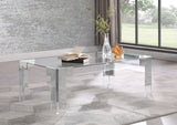 Casper Contemporary Acrylic Coffee Table with Elegant Stainless Steel Accents for Chic Living Spaces