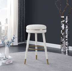 Coral Boucle Fabric Bar Stool