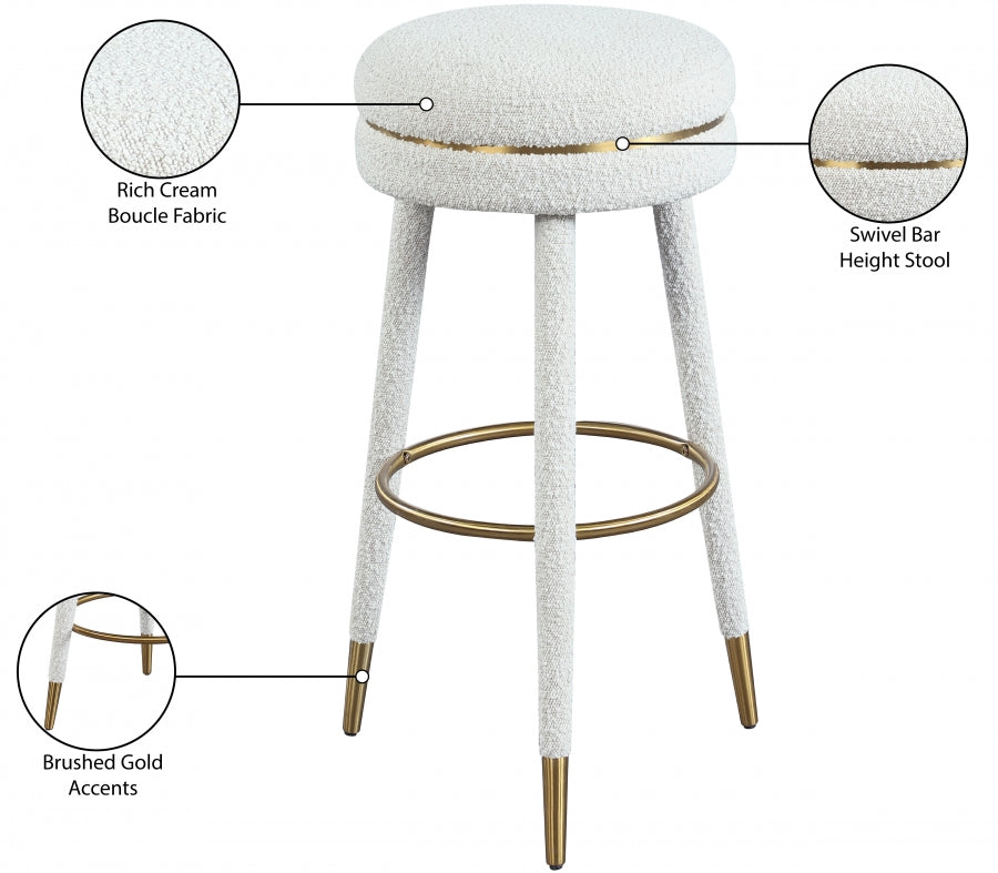 Coral Boucle Fabric Bar Stool