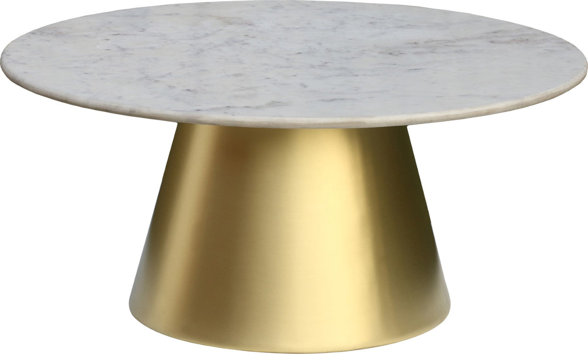 Sorrento Round Marble Coffee Table with Gold Base - Elegant Contemporary Design for Entertaining