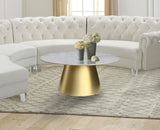 Sorrento Round Marble Coffee Table with Gold Base - Elegant Contemporary Design for Entertaining