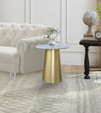 Sorrento Contemporary End Table with Genuine Marble Top & Gold Base - Perfect for Living Rooms!
