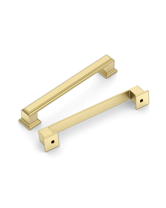 DESIGN2044 Heavy-Duty Transitional Handles for White Cabinets & Shaker Drawers | 3-3/4" Cabinet Pulls, Brushed Gold