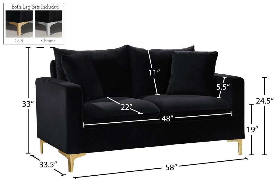 Naomi Velvet Loveseat