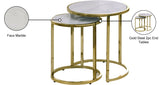 Massimo Nesting End Tables Set - Contemporary Faux Marble with Gold Steel Legs for Space-Saving Style