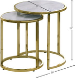 Massimo Nesting End Tables Set - Contemporary Faux Marble with Gold Steel Legs for Space-Saving Style