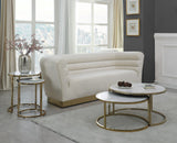 Massimo Nesting End Tables Set - Contemporary Faux Marble with Gold Steel Legs for Space-Saving Style