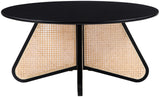 Butterfly Coffee Table - Elegant Mid-Century Design with Oak Veneer Top and Natural Cane Bottom Accent