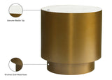 Presley Contemporary End Table with Genuine Marble Top & Brushed Gold Metal Base for Chic Decor