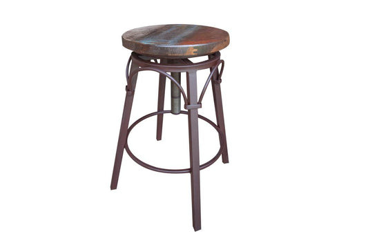 Antique Multicolor Adjustable Swivel Barstool | Variable Height