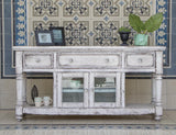 3 Drawer 2 Door 70" TV Stand - Mango Wood White Finish