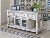 3 Drawer 2 Door 70" TV Stand - Mango Wood White Finish