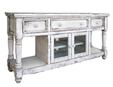 3 Drawer 2 Door 70" TV Stand - Mango Wood White Finish