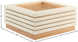 Rory Coffee Table - Contemporary Oak Veneer Design with Stylish Vegan Leather Accents, 39"x39"