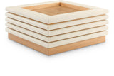 Rory Coffee Table - Contemporary Oak Veneer Design with Stylish Vegan Leather Accents, 39"x39"