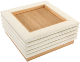 Rory Coffee Table - Contemporary Oak Veneer Design with Stylish Vegan Leather Accents, 39"x39"
