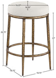 Ferro - Linen Textured Performance Fabric Upholstered Backless Counter Stool - Cream / Brushed Gold