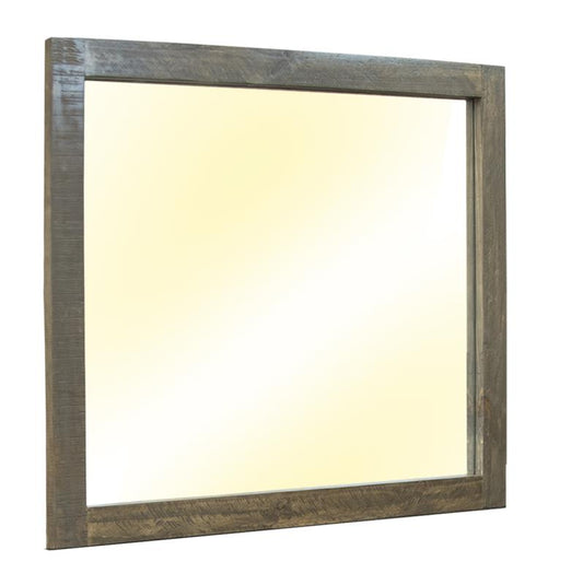 Loft Brown Mirror - Hand-Stained Pine Wood & Iron Hardware