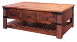 6 Drawer Cocktail Table - Parota Wood with Metal Details