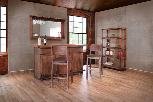 Parota Bar Bistro Table - Hand-Distressed Wood & Metal Design