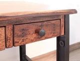 3 Drawer Desk - Parota Wood with Metal Details