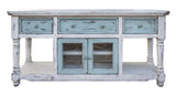 3 Drawer 2 Door 70" TV Stand - Mango Wood Aruba Collection