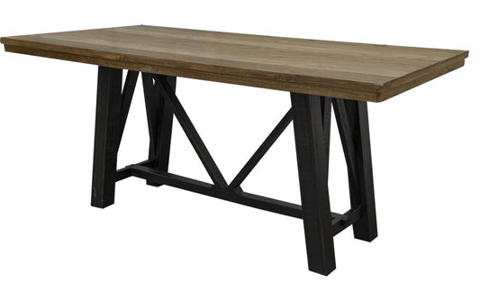 Loft Brown Rectangular Counter Dining Table | Hand-Stained Pine