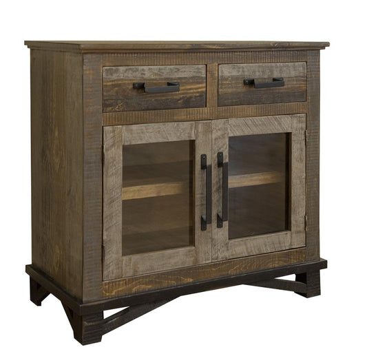 2 Drawer 2 Doors Server | Loft Brown Pine Wood Collection