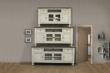 2 Drawer 4 Doors 60" TV Stand - Farmhouse White & Gray