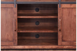4 Doors 60" TV Stand - Parota Wood with Metal Details