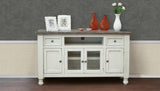 2 Drawer 4 Doors 60" TV Stand - Farmhouse White & Gray