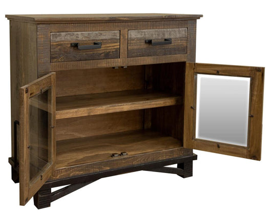 2 Drawer 2 Doors Server | Loft Brown Pine Wood Collection