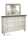 6 Drawer Dresser - Farmhouse White & Gray Solid Pine Wood