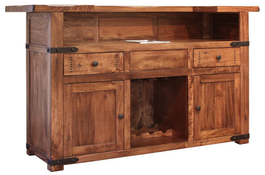 Parota Bar Bistro Table - Hand-Distressed Wood & Metal Design