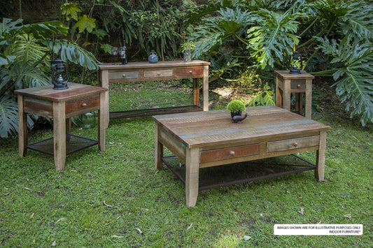 4 Drawer Cocktail Table - Rustic Antique Multicolor Pine