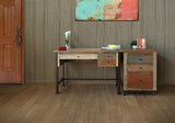 3 Drawer Desk - Rustic Antique Multicolor Solid Pine Wood